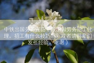 中铁出国劳务直招（做出国劳务招工代理，招工有什么技巧吗？或者请前辈们发些经验。谢谢）