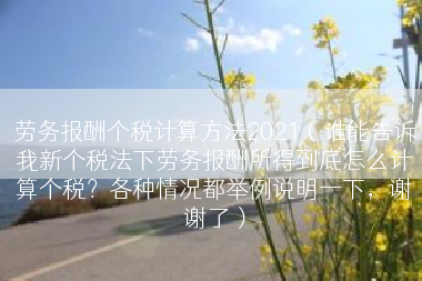 劳务报酬个税计算方法2021（谁能告诉我新个税法下劳务报酬所得到底怎么计算个税？各种情况都举例说明一下，谢谢了）