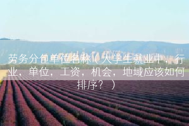 劳务分包单位名称（大学生就业中，行业，单位，工资，机会，地域应该如何排序？）