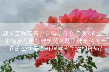 建筑工程劳务分包需要什么资质?成立一家经营范围在建筑劳务队、建筑劳务分包的公司需要办理哪些手续和资质?