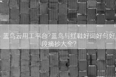 蓝鸟云用工平台?蓝鸟与红鞋好词好句好段摘抄大全?