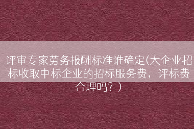 评审专家劳务报酬标准谁确定(大企业招标收取中标企业的招标服务费，评标费合理吗？)