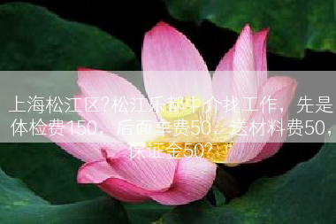 上海松江区?松江乐都中介找工作，先是体检费150，后面车费50，送材料费50，保证金50?