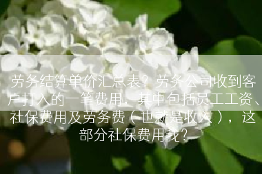 劳务结算单价汇总表？劳务公司收到客户打入的一笔费用，其中包括员工工资、社保费用及劳务费（也就是收入），这部分社保费用我？