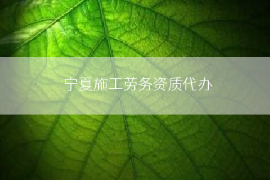 宁夏施工劳务资质代办