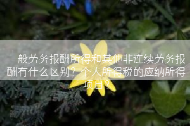 一般劳务报酬所得和其他非连续劳务报酬有什么区别？个人所得税的应纳所得项目？