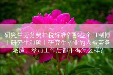 研究生劳务费扣税标准？那些全日制博士研究生和硕士研究生毕业的人被劳务派遣，参加工作后都干得怎么样？