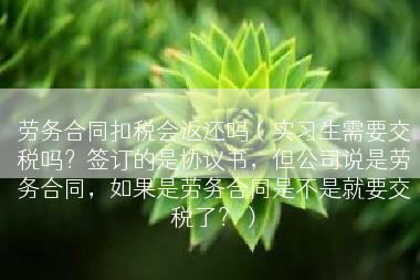 劳务合同扣税会返还吗（实习生需要交税吗？签订的是协议书，但公司说是劳务合同，如果是劳务合同是不是就要交税了？）