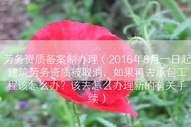 劳务资质备案制办理（2016年8月一日起建筑劳务资质被取消，如果再去承包工程该怎么办？该去怎么办理新的有关手续）