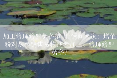 加工修理修配劳务范围?请问大家：增值税对从事销售货物或者加工、修理修配劳务?