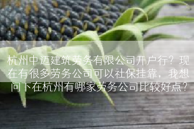 杭州中迈建筑劳务有限公司开户行？现在有很多劳务公司可以社保挂靠，我想问下在杭州有哪家劳务公司比较好点？
