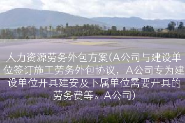 人力资源劳务外包方案(A公司与建设单位签订施工劳务外包协议，A公司专为建设单位开具建安及下属单位需要开具的劳务费等。A公司)