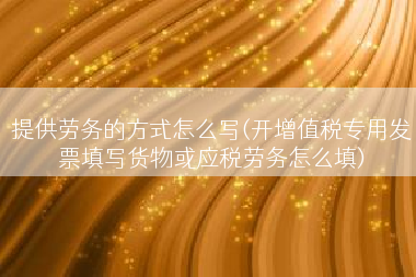 提供劳务的方式怎么写(开增值税专用发票填写货物或应税劳务怎么填)