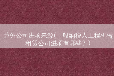 劳务公司进项来源(一般纳税人工程机械租赁公司进项有哪些？)