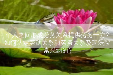 个人之间形成劳务关系提供劳务一方？如何认定劳动关系和劳务关系及现法院常采纳的？