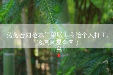 劳务合同范本简单版（我给个人打工，该怎么签合同）