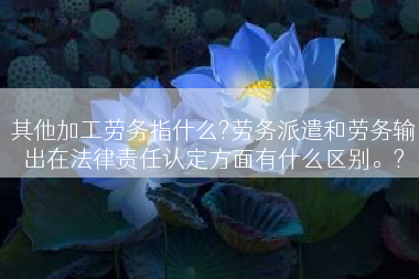 其他加工劳务指什么?劳务派遣和劳务输出在法律责任认定方面有什么区别。?