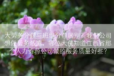 大劳务分包与班组分包区别？我们公司想做劳务派遣，哪位大侠知道江西省那个人力资源公司做的服务质量好些？