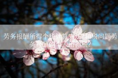 劳务报酬所得个税计算方法?扣税问题劳务报酬的个人所得税?