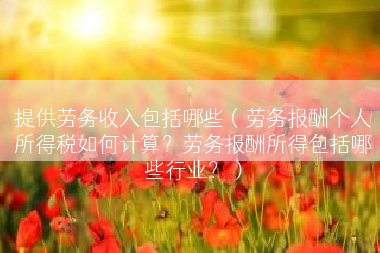 提供劳务收入包括哪些（劳务报酬个人所得税如何计算？劳务报酬所得包括哪些行业？）