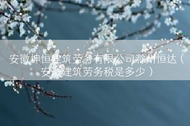 安徽坤恒建筑劳务有限公司滁州恒达（安徽建筑劳务税是多少）