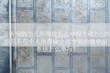 劳务报酬个人所得税怎么申报个税?一次性劳务在个人所得税全员全额扣缴申报系统怎么申报?