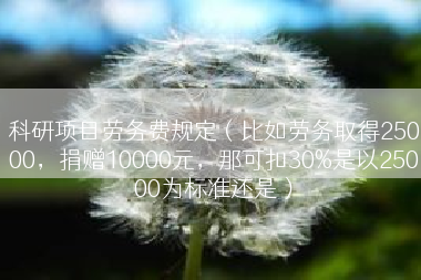 科研项目劳务费规定（比如劳务取得25000，捐赠10000元，那可扣30%是以25000为标准还是）