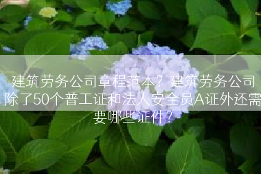 建筑劳务公司章程范本？建筑劳务公司除了50个普工证和法人安全员A证外还需要哪些证件？