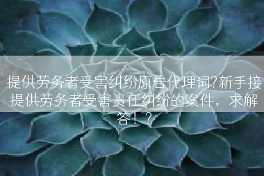 提供劳务者受害纠纷原告代理词?新手接提供劳务者受害责任纠纷的案件，求解答！?
