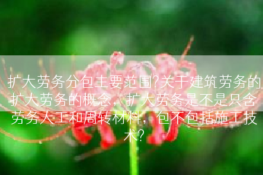 扩大劳务分包主要范围?关于建筑劳务的扩大劳务的概念，扩大劳务是不是只含劳务人工和周转材料，包不包括施工技术?