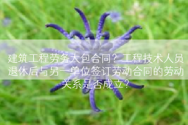 建筑工程劳务大包合同？工程技术人员退休后与另一单位签订劳动合同的劳动关系是否成立？