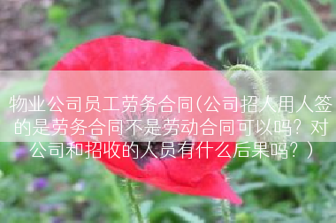 物业公司员工劳务合同(公司招人用人签的是劳务合同不是劳动合同可以吗？对公司和招收的人员有什么后果吗？)