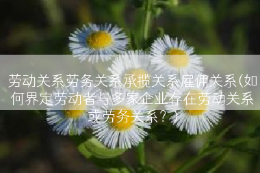 劳动关系劳务关系承揽关系雇佣关系(如何界定劳动者与多家企业存在劳动关系或劳务关系？)
