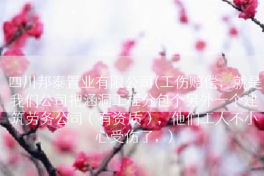 四川邦泰置业有限公司(工伤赔偿，就是我们公司把涵洞工程分包个另外一个建筑劳务公司（有资质），他们工人不小心受伤了，)