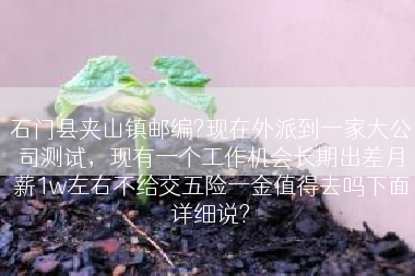 石门县夹山镇邮编?现在外派到一家大公司测试，现有一个工作机会长期出差月薪1w左右不给交五险一金值得去吗下面详细说?