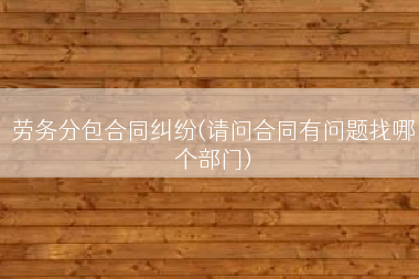 劳务分包合同纠纷(请问合同有问题找哪个部门)