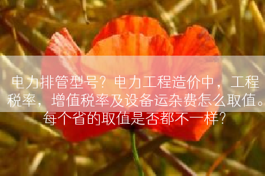 电力排管型号？电力工程造价中，工程税率，增值税率及设备运杂费怎么取值。每个省的取值是否都不一样？