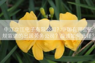 中江立江电子有限公司？中国有哪些正规靠谱的出国劳务公司？应该如何选择？