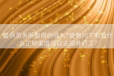提供劳务所取得的收入?我想问下有没什么正规渠道可以去国外打工?