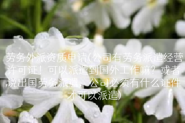 劳务外派资质申请(公司有劳务派遣经营许可证！可以派遣到国外工作嘛？或者说出国劳务派遣，公司必须有什么证件才可以派遣)