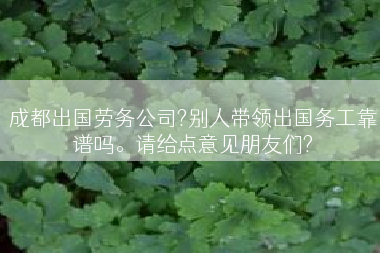 成都出国劳务公司?别人带领出国务工靠谱吗。请给点意见朋友们?