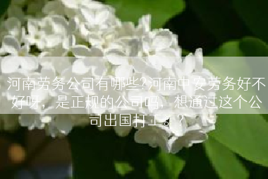 河南劳务公司有哪些?河南中安劳务好不好呀，是正规的公司吗，想通过这个公司出国打工。?