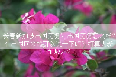 长春新加坡出国劳务？出国劳务怎么样？有出国回来的可以说一下吗？打算去新加坡。？