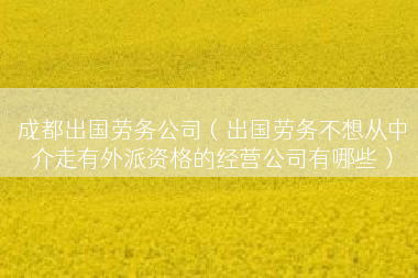 成都出国劳务公司（出国劳务不想从中介走有外派资格的经营公司有哪些）