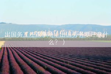 出国务工注意事项（出国劳务要注意什么？）