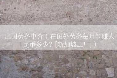 出国劳务中介（在国外劳务每月能赚人民币多少？[新加坡工厂]）