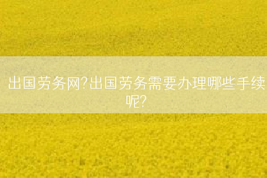 出国劳务网?出国劳务需要办理哪些手续呢?