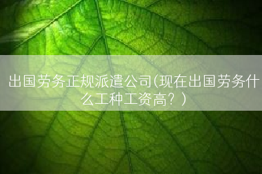 出国劳务正规派遣公司(现在出国劳务什么工种工资高？)