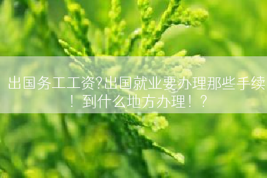 出国务工工资?出国就业要办理那些手续！到什么地方办理！?