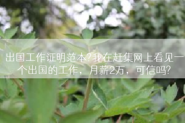 出国工作证明范本?我在赶集网上看见一个出国的工作，月薪2万，可信吗?